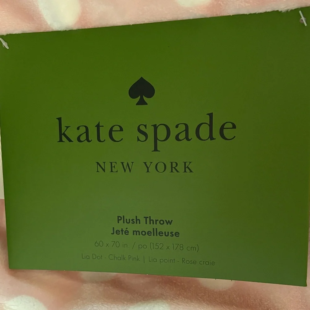 kate spade Pink and White Plush Throw - Picture 7 of 7